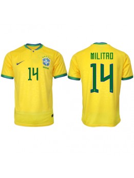 Brasilien Eder Militao #14 Replika Hemmakläder VM 2022 Kortärmad